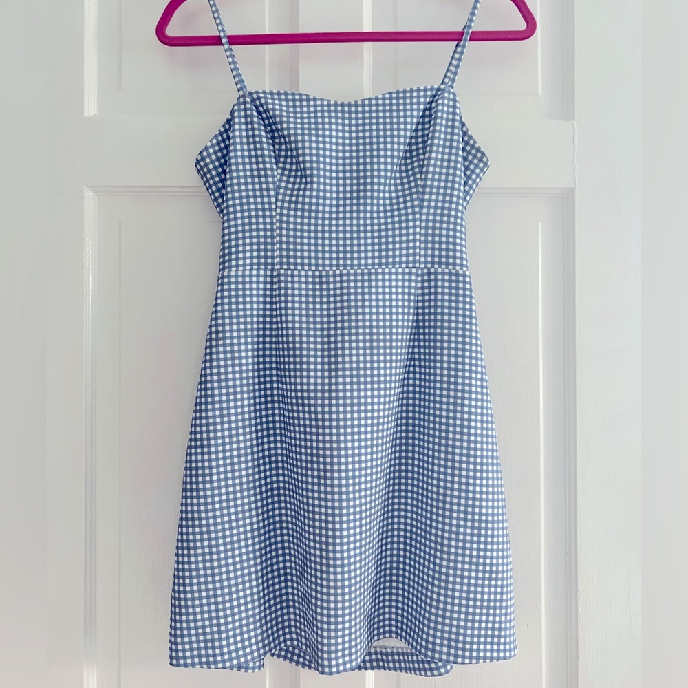 Whisper Tie Back Dress- Blue Checkered Print